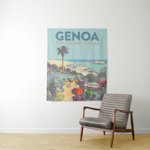 Tapete De Parede Cartaz de Viagem Vintage de Gênova Riviera Italian
