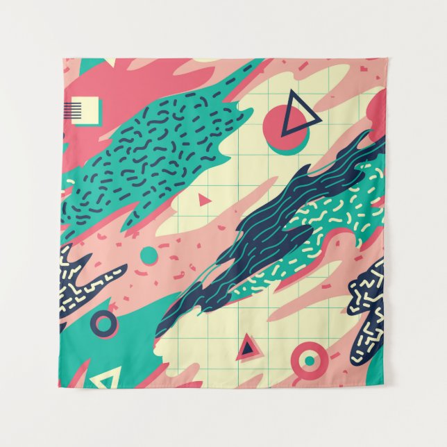 Tapete De Parede Cartaz Geométrico de Trendy Memphis (Frente)