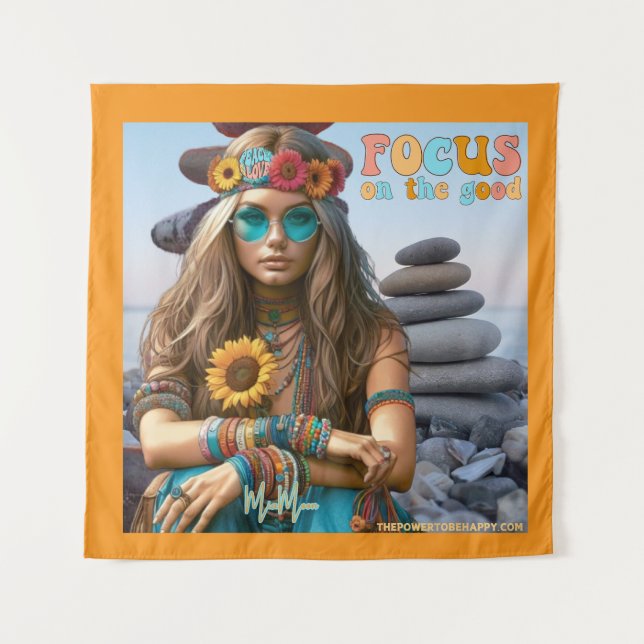 TAPETE DE PAREDE CARTAZ HIPPIE FOCADO NO BEM (Frente)