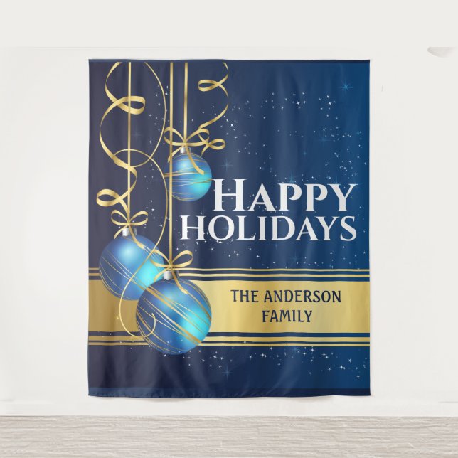 Tapete De Parede Cartões de natal bonito de fita com bolas de ouro  (Frente)