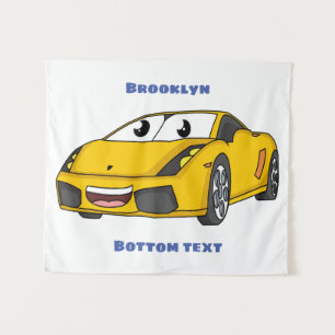Tapete De Parede Cartografia de carro esportivo amarelo e bonito
