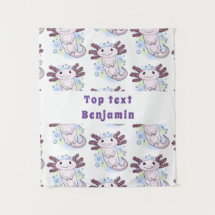 Tapete De Parede Cartoon axolotel rosa adorável