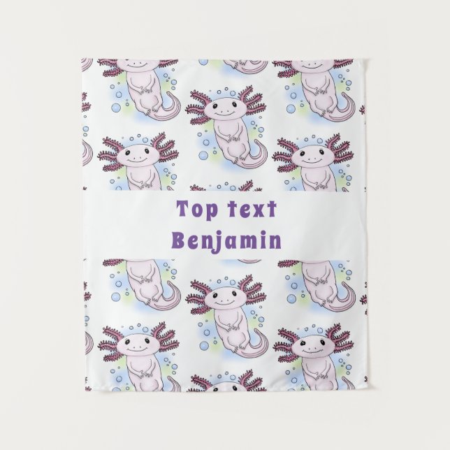 Tapete De Parede Cartoon axolotel rosa adorável (Frente)