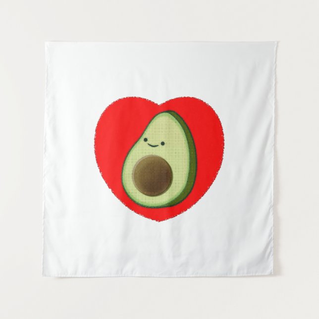 Tapete De Parede Cartoon Bonito Avocado Em Coração Vermelho (Frente)