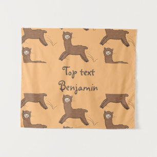 Tapete De Parede Cartoon castanho-branco e bonito