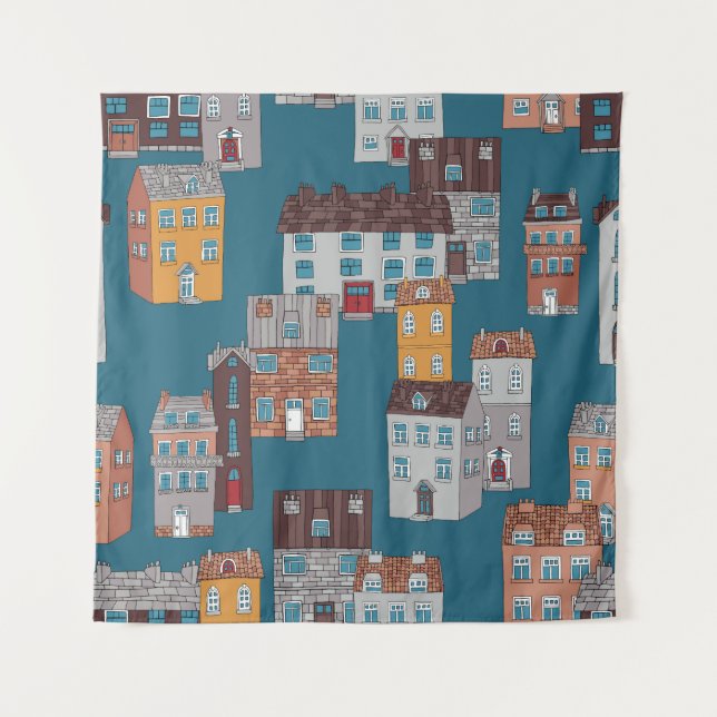 Tapete De Parede Cartoon City Vintage Wallpaper (Frente)