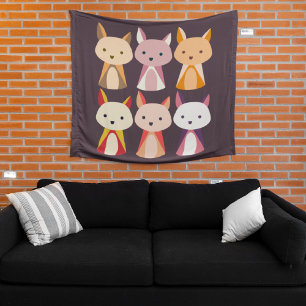 Tapete De Parede Cartoon Colorida Fox