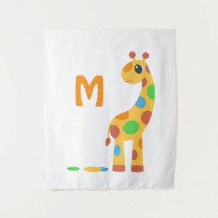 Tapete De Parede Cartoon Colorido Giraffe Monograma