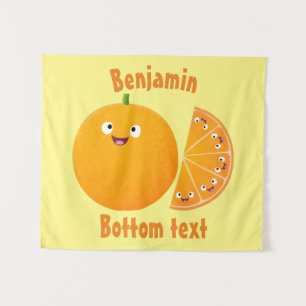 Tapete De Parede Cartoon de fruta de citros de laranja feliz