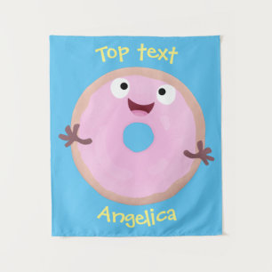 Tapete De Parede Cartoon de rosquinha rosa-claro e bonito