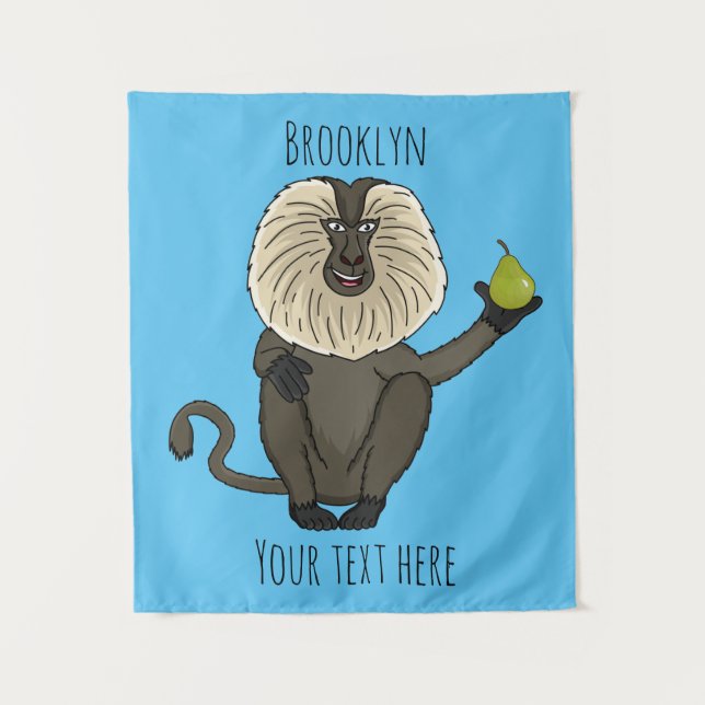 Tapete De Parede Cartoon macaco macaco-cauda-leão engraçado (Frente)