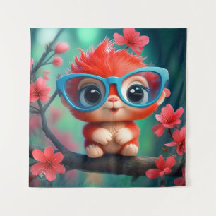 Tapete De Parede Cartoon Panda Rosa No Ramo