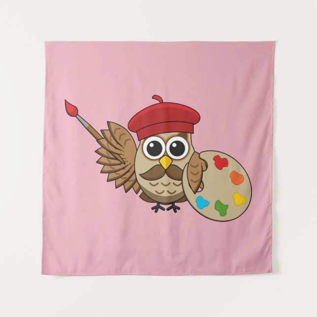 Tapete De Parede Cartoon Pintor Coruja (Frente)