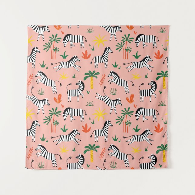 Tapete De Parede Cartoon Zebras Funny Patterno Sem Olho (Frente)