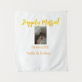 Tapete De Parede Casal feliz casado em foto retrô laranja amarelo