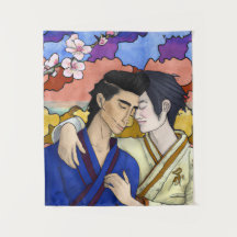 Casal gay no estilo da arte ukiyo-e japonesa