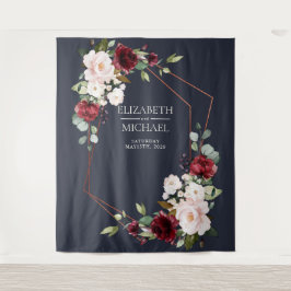 Tapete De Parede Casamento Azul com Marinho Geométrico de Cobre