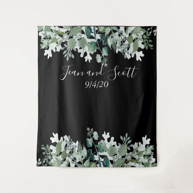 Tapete De Parede Casamento Botânico Deixa Cama Verde Moderna (Frente)