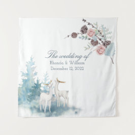 Tapete De Parede Casamento com aguarela floral e folhagem de invern