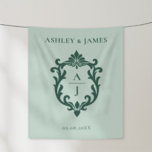 Tapete De Parede Casamento com Brasão Ornate Vintage Verde