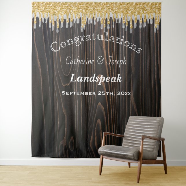 Tapete De Parede Casamento com Brilho Dourado e Cinza Prateado (In Situ)