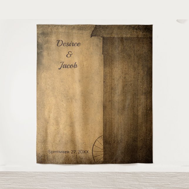 Tapete De Parede Casamento com cabine de fotos rústica country barn (Frente)