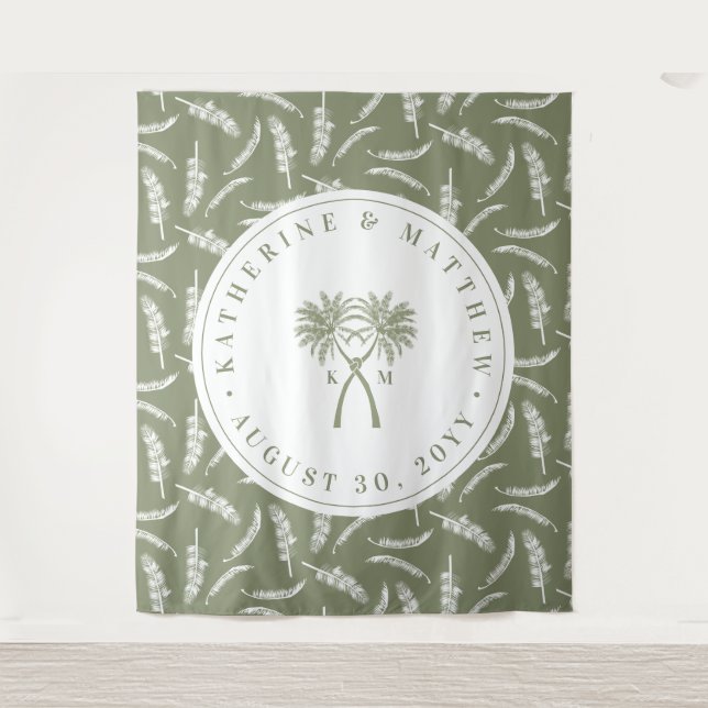 Tapete De Parede Casamento de Destino Tropical de Palmeiras (Frente)