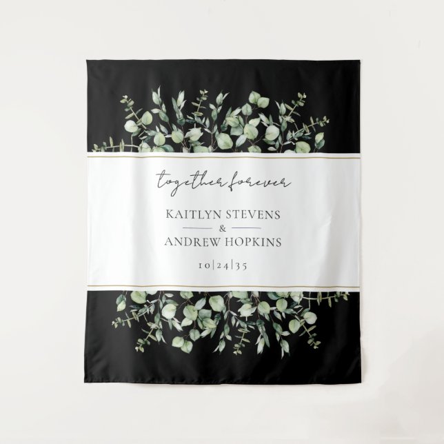 Tapete De Parede Casamento de Eucalipto Preto Juntos Para Sempre  (Frente)