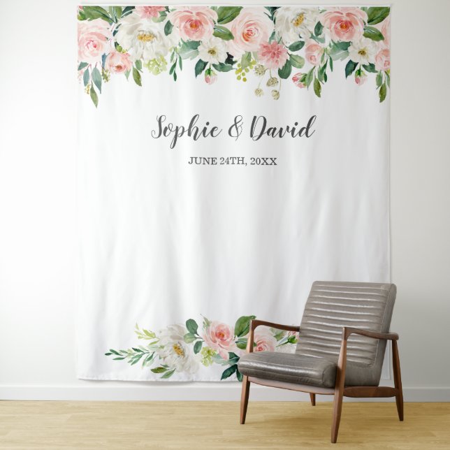 Tapete De Parede Casamento de Flores Rosa Boho Aquarela (In Situ)