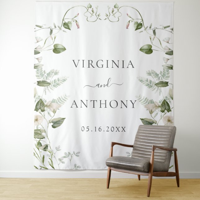 Tapete De Parede Casamento de Flores Silvestres Aquarela Elegante (In Situ)