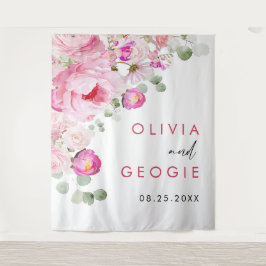 Tapete De Parede Casamento de Pedônias Florais de Molercola Rosa-Es