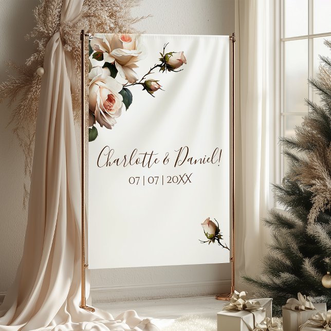 Tapete De Parede Casamento de Rosa de Óleo de Blush Beige (Gorgeous Blush Beige Oil Rose Wedding Tapestry)