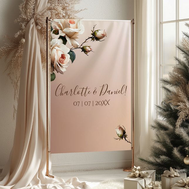 Tapete De Parede Casamento de Rosa de Óleo de Blush Beige (Gorgeous Blush Beige Oil Rose Wedding Tapestry)