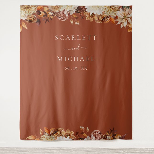 Tapete De Parede Casamento de Terracota (Terracotta Floral Wedding Tapestry by Painted Paperie
)