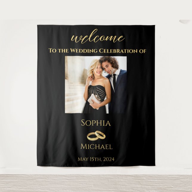 Tapete De Parede Casamento Dourado e preto- (Frente)