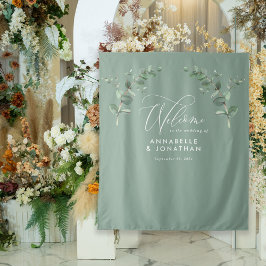Tapete De Parede Casamento elegante bem-vindo eucalipto botânico sa
