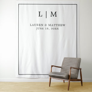 Tapete De Parede Casamento Elegante Lauren Black and White Monogram