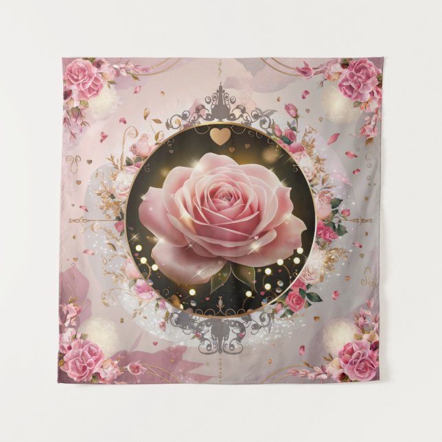 Tapete De Parede Casamento Elegante Rosa Rosa Rosa Mural #5 (Frente)