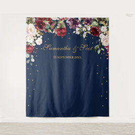 Tapete De Parede Casamento floral boho rosa borgonha azul marinho