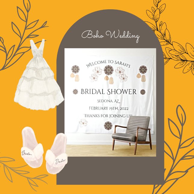 Tapete De Parede Casamento Floral Boho Rústico Chic (Criador carregado)