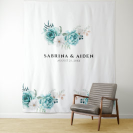 Tapete De Parede Casamento Floral Branco Dusty Emerald Green