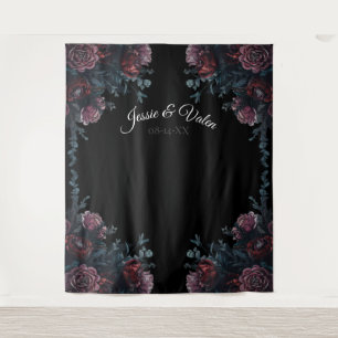 Tapete De Parede Casamento Floral Escuro Gótico Preto Elegante