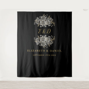 Tapete De Parede Casamento Floral Monograma Goth de Ouro Preto