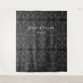 Tapete De Parede Casamento Gótico com Redemoinho Cinza e Preto
