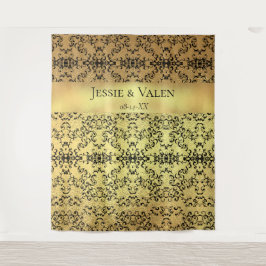 Tapete De Parede Casamento Gótico Dourado e Negra