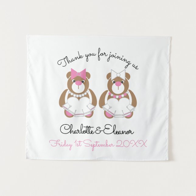 Tapete De Parede Casamento lésbico - Brides do Urso de Teddy (Frente (Horizontal))