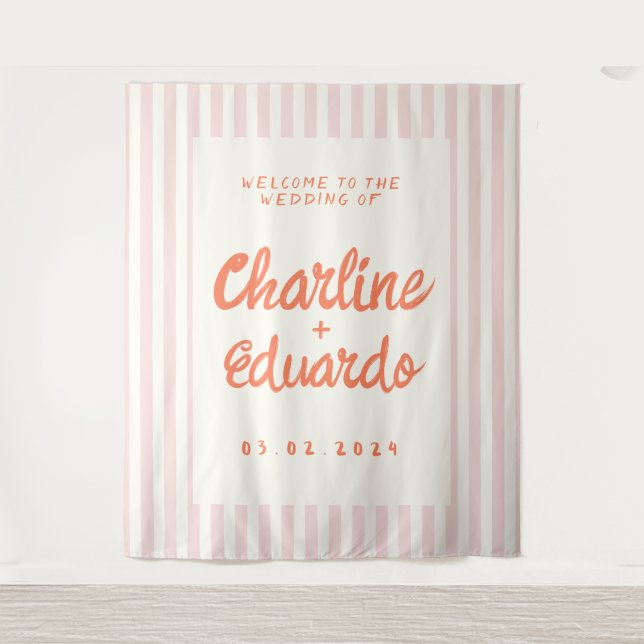 Tapete De Parede Casamento Listrado Retro Pastel  (Frente)
