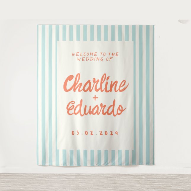 Tapete De Parede Casamento Listrado Retro Pastel  (Frente)