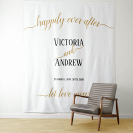 Tapete De Parede Casamento Minimalista Moderno com Letra Dourada Pr
