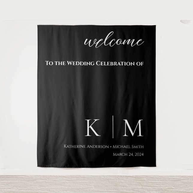 Tapete De Parede Casamento Negro e Branco- (Frente)